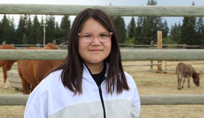 Grade 5 student Desmona Holloway is pictured at the Star 6 Ranch in Exshaw.