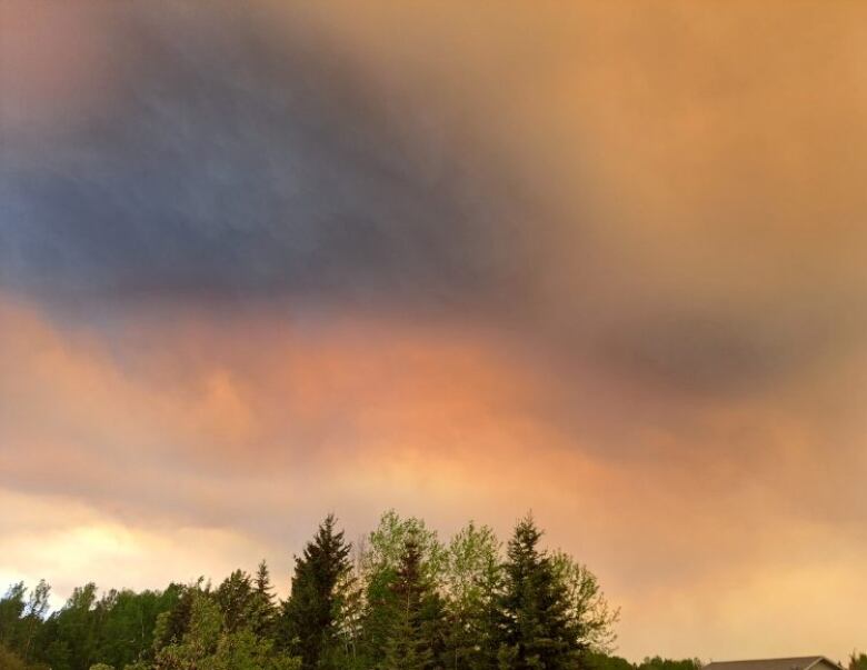 A view of the sky in Chateh, Alta. as the community was evacuated. 