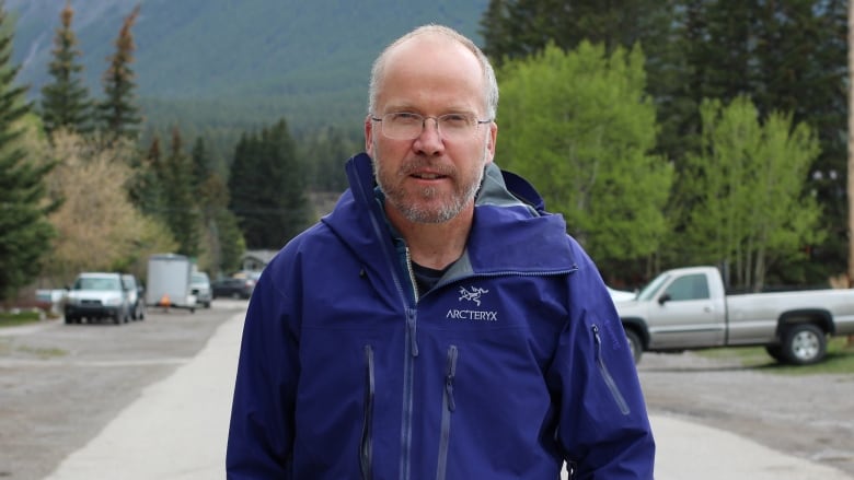 Karsten Heuer is pictured in a residential neighbourhood of Canmore, Alta. 