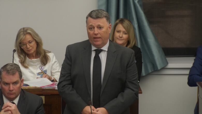 Premier Dennis King stands in the PEI Legislature