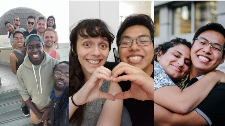 A collage featuring a young Asian man and friends.