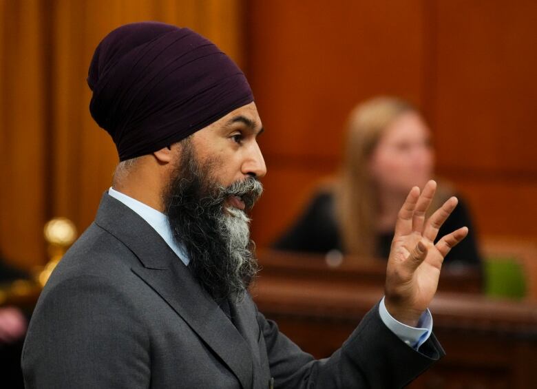 A man in a gray suit speaks in the House of Commons.