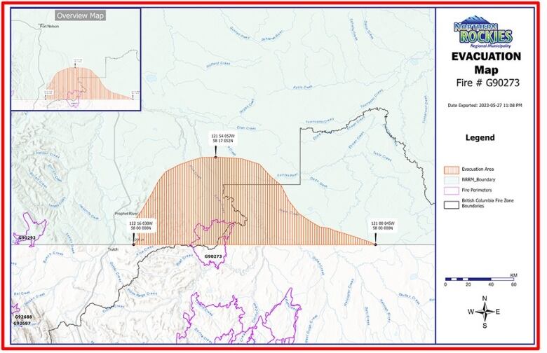 An evacuation order map