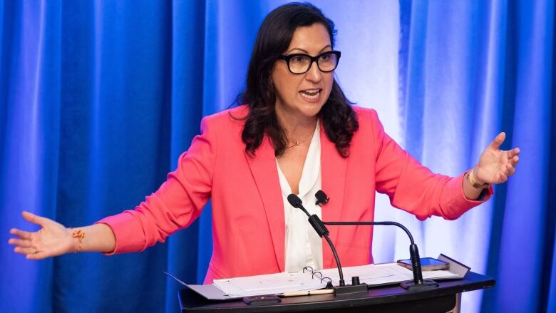 Portrait of Ana Bailo, pictured while Toronto Mayoralty Housing Debate, held at George Brown College, Toronto, Ont., on May 24, 2023.