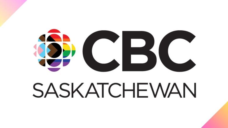 The CBC Gem in the LGBTQ2+ colours as well as the typed words CBC Saskatchewan.