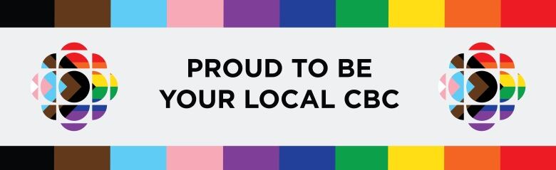 An LGBT+ themed banner for the CBC labeled 