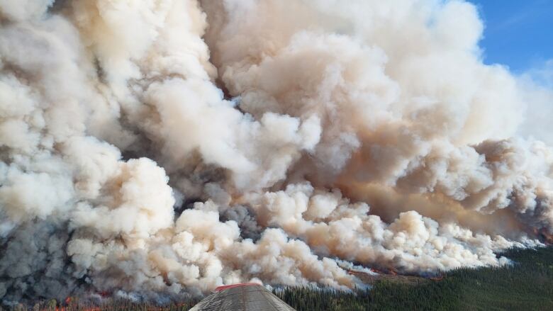 Plumes of smoke coming out from the mountain.