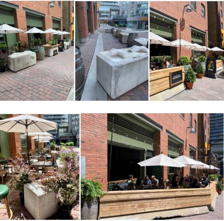 Various angles of an outdoor patio.