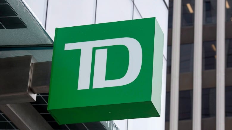 A sign for TD is seen outside of one the bank's branches.