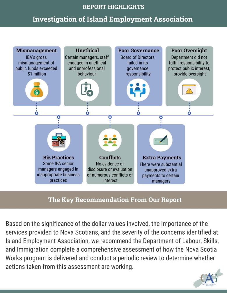 A page of simple graphics shows highlights of the auditor general's report.