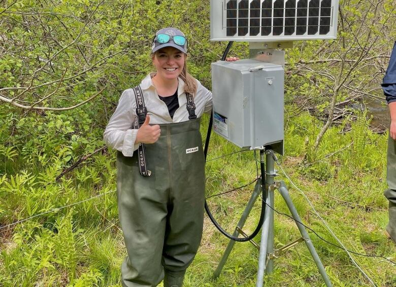 Hannah Murnaghan in chest waders.