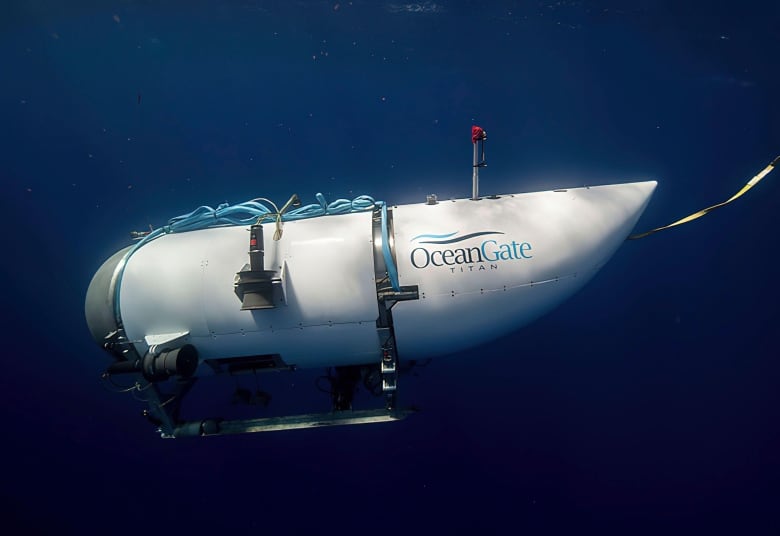 A submersible called the Titan is seen underwater.