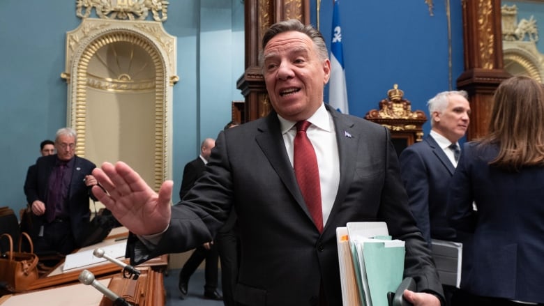 Quebec Premier Franois Legault walks in for question period.