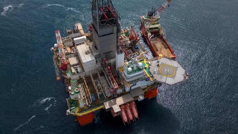 An aerial view of the drill rig Hercules, when it was anchored in the waters off Bay Bulls on Newfoundland's southern shore.