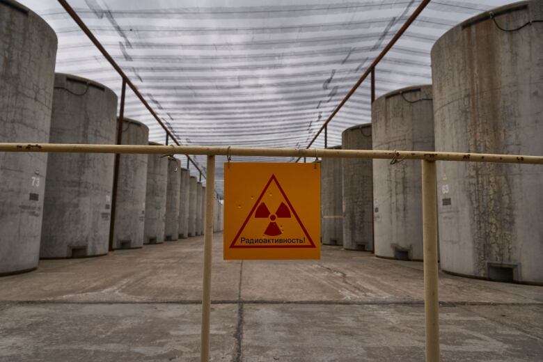 A view of a spent nuclear fuel storage grounds at the Russian-controlled Zaporizhzhia nuclear power plant in southern Ukraine, in March 2023.