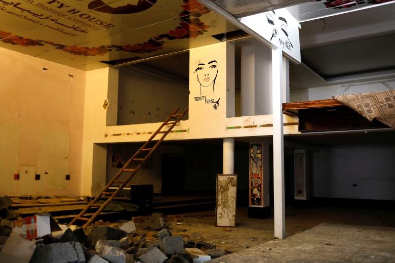 A view of the interior of an abandoned beauty salon in Kabul, Afghanistan.