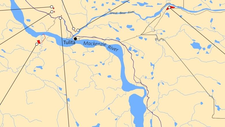 Map showing Mackenzie River by Tulita.