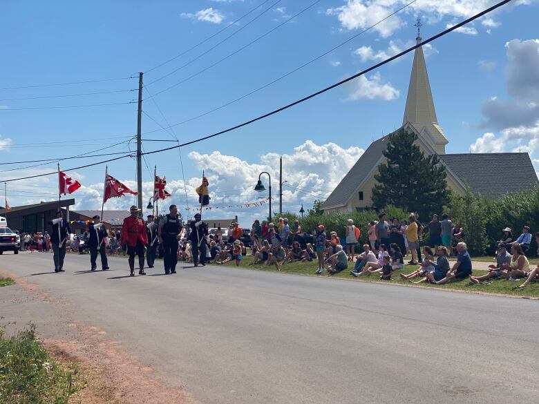 Police officers marched in the parade.