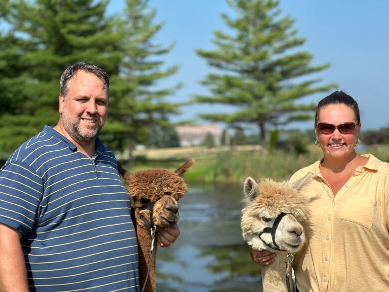 Joseph Pruellage, left, and Crystal Pruellage, are the owners of Stoneleigh Farm, west of London, Ont.