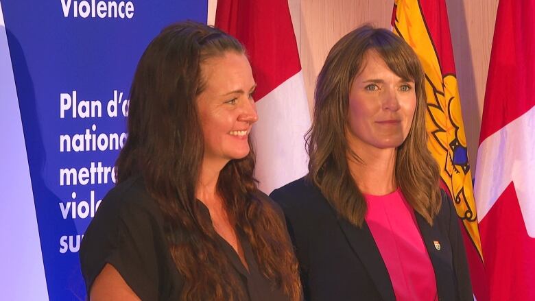 Natalie Jameson, right, P.E.I.'s minister responsible for the status of women, and Kelly Peck were on hand for  the funding announcement on Wednesday. 