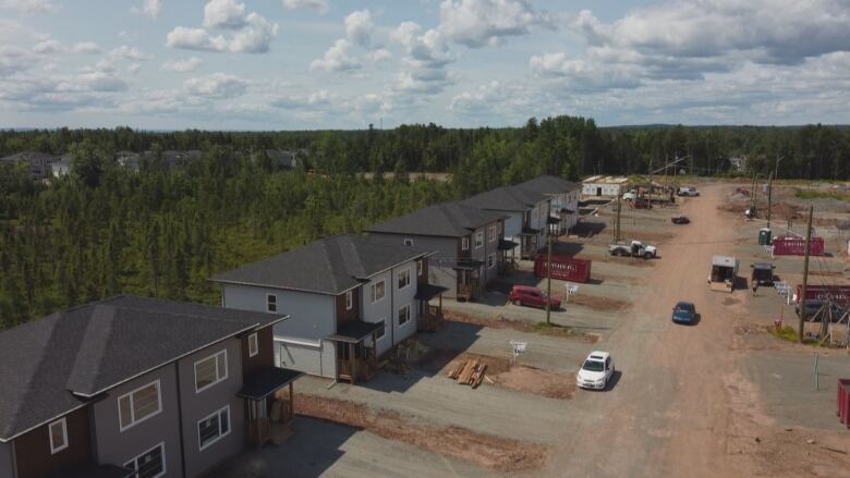 Drone shot of new subdivision under construction