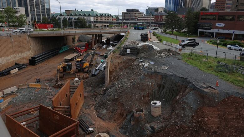 Construction is seen at the site of the old Cogswell Interchange in Halifax. 