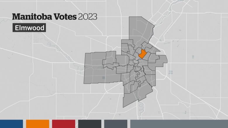 A map with a small portion shaded in orange 