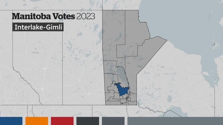 A photo of a map with a small blue area shaded in. 