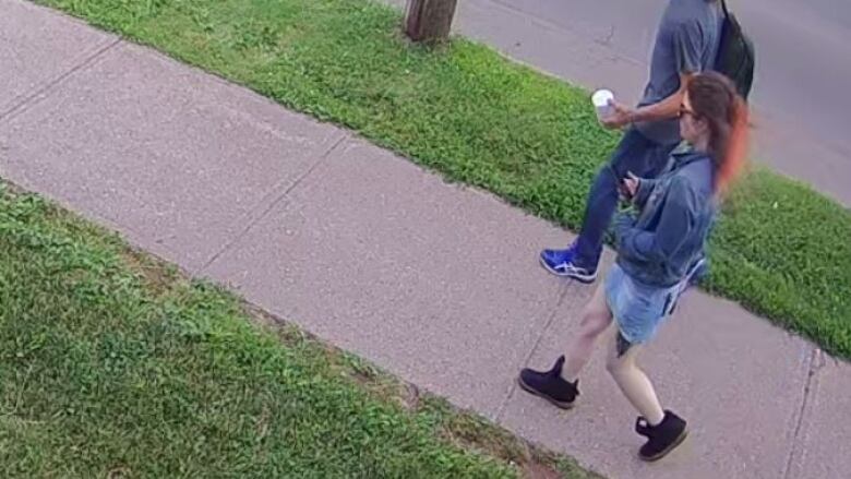 This is a still released by Charlottetown Police from surveillance video showing Summer Kneebone walking up University Avenue with a companion the evening she was last seen.