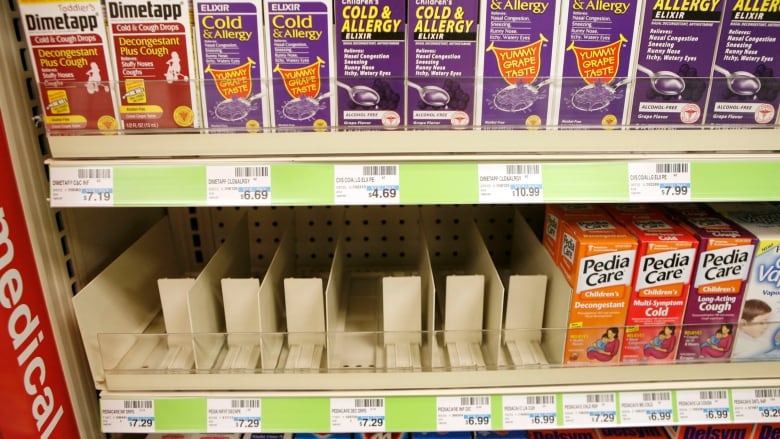 Store shelf containing various Dimetapp products