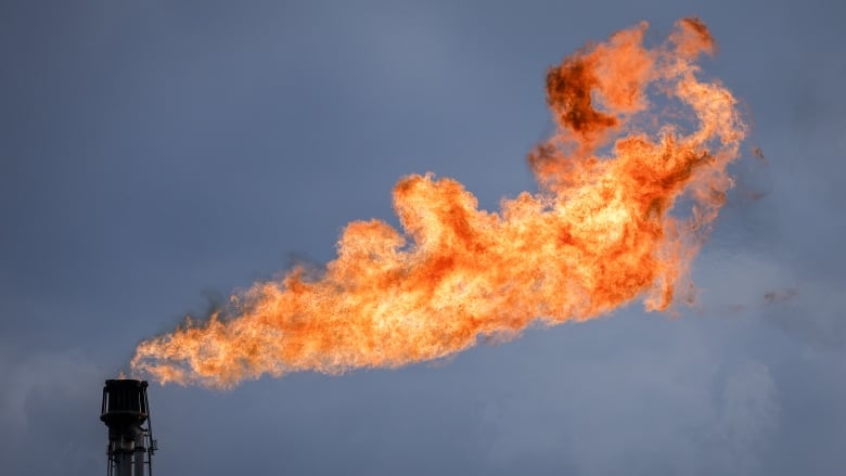 Excess gas flaming from a stack