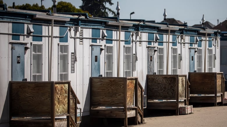 Portable classrooms on a sunny day.