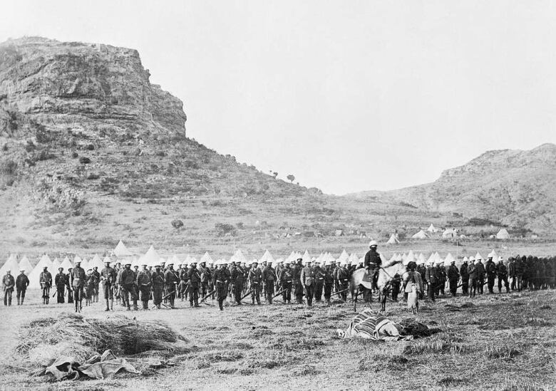 The Abyssinian Expedition, Ethiopia 1868 - the Naval Brigade parade beside Goon-Goona Rock.