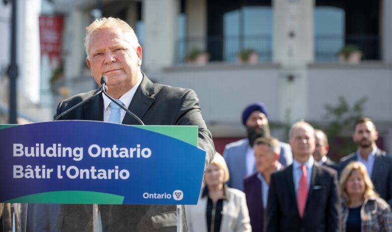 Ontario Premier Doug Ford announces that he will be reversing his governments decision to open the Greenbelt to developers during a press conference in Niagara Falls, Ont., Thursday, Sept. 21, 2023. The announcement comes after a second cabinet minister resigned in the wake of the Greenbelt controversy. THE CANADIAN PRESS/Tara Walton