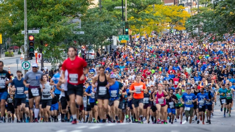 People running in a race