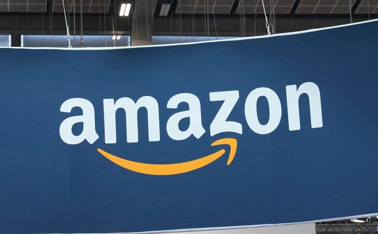 The Amazon logo is shown on a backdrop.