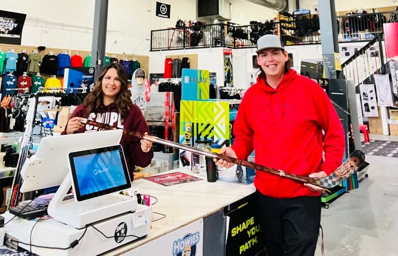 The Every Child Matters hockey sticks went on sale at the Snipe and Celly Sports Excellence retail outlet on Flying Dust First Nation on Monday. 