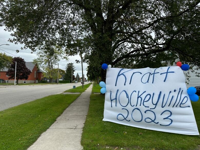 Banners like this one which reads 