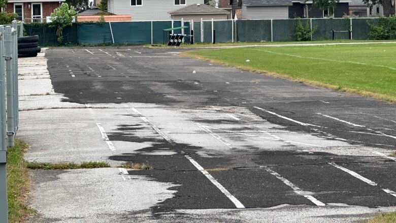 A track with several puddles