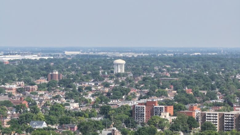 An aerial photo of the city of Windsor