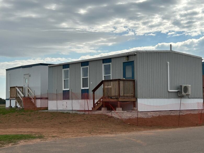 mobile classrooms outside French school in Charlottetown.