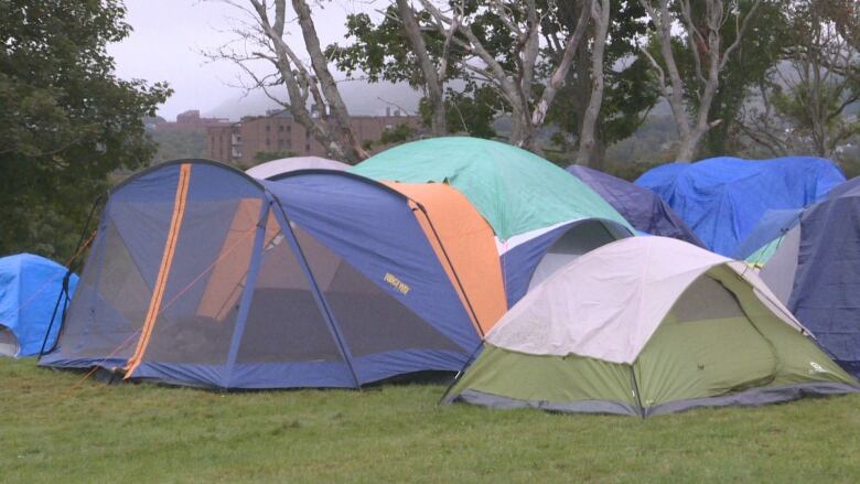 Tents of various colours.