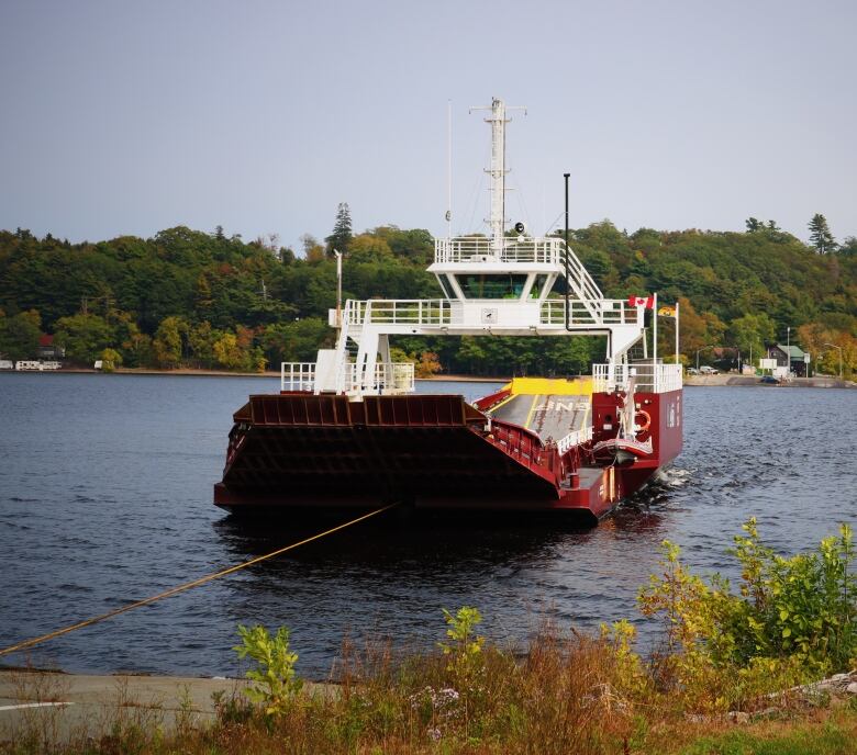 A cable ferry on a fall day on the St John River. 