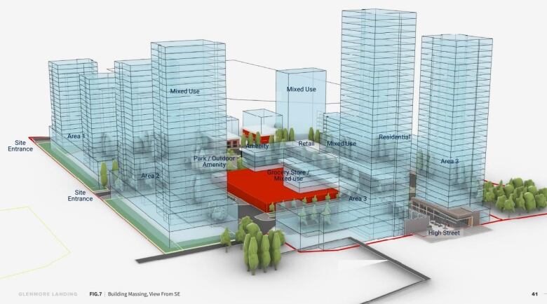 A picture of a rendering of highrise buildings 