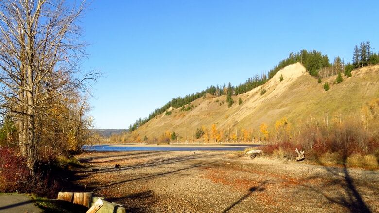 A dry riverbed.