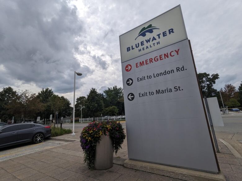 A photo of a sign for Bluewater Health