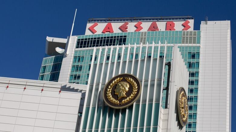 The exterior of the buildings of a casino resort.