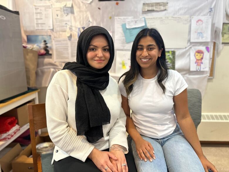 Anwar Tuhl, left, and Fatima Javed, right, at the event on Nov. 19. 