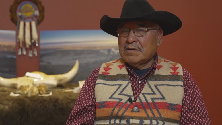 Clarence Wolfleg, who described himself as a grandfather in his community, participated in a ceremony to welcome the animal to the museum. '[Its] some part of a life that came back. And this is their rightful home,' he said.  