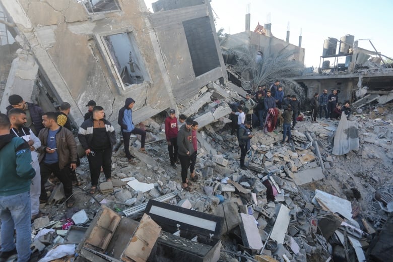 Ruins left by airstrikes in Rafah, Gaza.